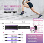 Ankle Resistance Bands with Cuffs, Ankle Bands for Working Out, Kickbacks Hip, Leg Glute Exercise Equipment with Training Poster, Resistance Workout Equipment for Women