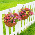 24 Bundles Artificial Flowers for Outdoor Realistic Faux Flower Spring Summer Garden Home Decoration, Hanging Daisy with Eucalyptus Leaves Fake Plants Greenery Balcony Porch Patio Front Door Decor