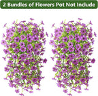 Homsunny Artificial Fake Flowers Plants for Outdoor Spring Summer Decoration, 2PCS Faux Daisy Silk Flowers Outside No Fade UV Resistant Realistic Home Decor for Porch Patio Balcony (Purple)