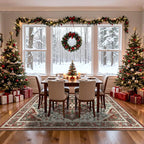 U'Artlines Red Christmas Area Rug 8x10 Large Boho Washable Soft Winter Holiday Carpet for Living Room Bedroom Dining Room Office Indoor Rugs for Xmas Decor