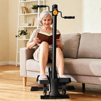 Mini Elliptical, 3-in-1 Elliptical Machine with Handlebars & Resistance Bands, Adjustable Magnetic Resistance & LCD Display, Portable Step Machine Peddler Exerciser for Senior Home Workout