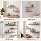 RICHFOCUS 20Inch Floating Shelves for Wall 2 Pack Shelves for Bedroom|Kitchen|Bathroom|Laundry Room Rustic Wood Wall Mounted Shelf with Invisible Brackets for Books|Storage|Decor, Grey