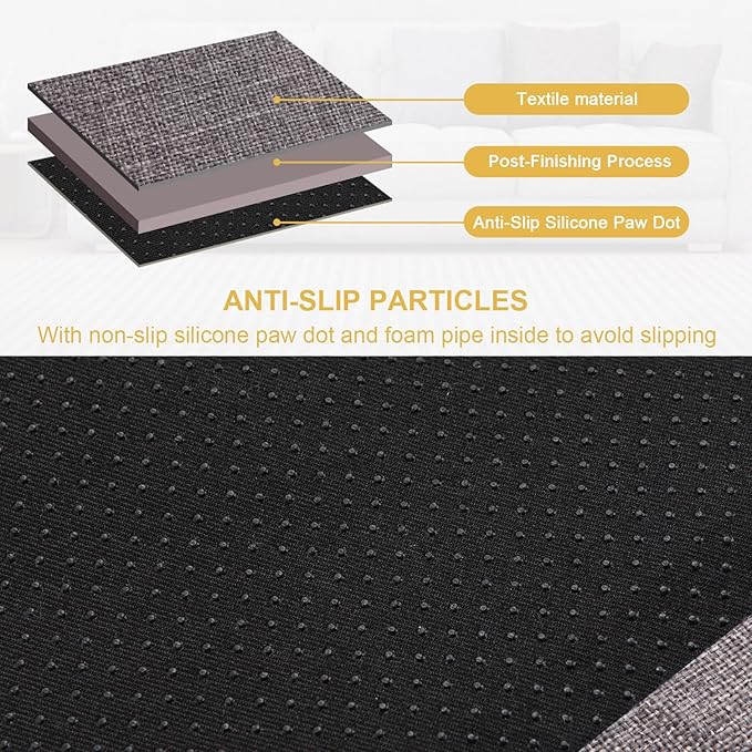 Sofa Armrest Organizer Non-Slip Remote Control Holders for Recliner Couch Chair Armchair Caddy with 5 Pockets for Table,Cell Phone,Ipad,Magazines,Books (Lightgrey, 13 x 35 Inch)