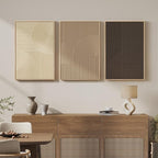 Large 3D Textured Framed Boho Neutral Wall Art for Living Room, 3 Piece Modern Minimalist Texture Paintings Artwork for Walls, Brown Beige Tan Geometric Pictures for Hallway Office Wall Decor 20x30 In