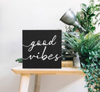SRADMO Black and White Wood Box Sign Desk Decor 6x6, Inspirational Desk Decor Wooden Block Box Sign For Home Office Shelf Table Decoration (Black)