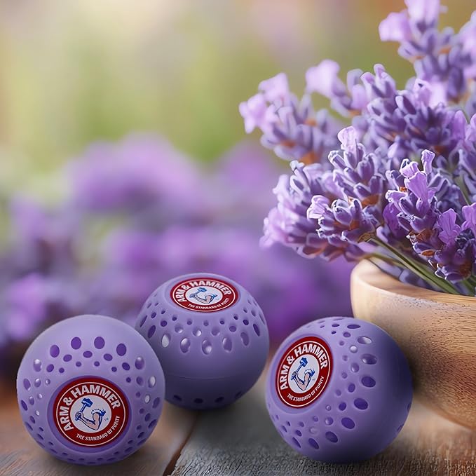 Arm & Hammer OdorBusterz® Odor Eliminator Balls, Lavender, 3 Count – Baking Soda Odor Control for Closets, Drawers, Hampers & Small Spaces