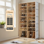 Foldable Shoe Rack Organizer for Entryway with Clear Magnetic Doors - Large Capacity Shoe Cabinet for Boots, Sneakers & All Shoes, Easy Assembly, White 9-Tier 36 Pairs