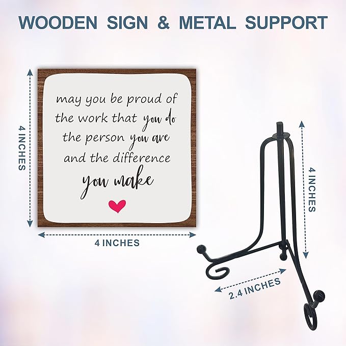 Wooden Gift Sign Positive Reminder - May You Be Proud- Motivational Wood Plaque With A Support Frame - Home & Office Inspirational Gifts For Women And Man,Coworker Office Desk Decor & Accessories - A16
