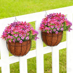 24 Bundles Artificial Flowers for Outdoor Realistic Faux Flower Spring Summer Garden Home Decoration,Hanging Daisy with Eucalyptus Leaves Fake Plants Greenery Balcony Porch Patio Front Door Decor