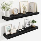 Fun Memories Bathroom Shelves 32 Inch Long Set of 2, Floating Shelves for Wall with Invisible Brackets, for Bedroom, Living Room, Kitchen, Black