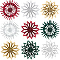 SUNBEAUTY 9PCS Christmas Hanging Decorations, Boho Christmas Decor Hanging Paper Snowflakes Mini Christmas Tree Ornaments for Xmas Tree Window Ceiling Door(Red White Green Brown)