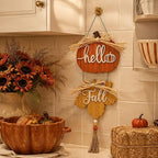 Valery Madelyn Fall Decorations for Home, Fall Wall Decor with Pumpkin and Maple Leaf, Rustic Farmhouse Fall Wreaths, Wooden Pumpkin Decor for Thanksgiving Autumn, 21 inch