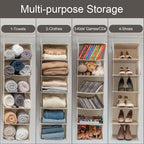 StorageWorks 6-Shelf Hanging Closet Organizer, Hanging Shelves for Closet, Fabric, Mixing of Beige, White & Ivory, 12" D x 12" W x 47 1⁄2" H