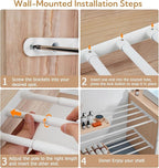 Expandable Closet Shelf Wall-Mounted Metal Storage Rack Adjustable Closet Rod DIY Divider Separator Space Saving for Cabinet Wardrobe Cupboard Kitchen Pantry Cupboard, 45.8-56.5 Inches