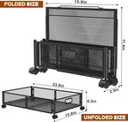 Under Bed Storage Containers,4 Pack Foldable Underbed Storage Containers with Handles and Wheels,Folding Bed Shoes Clothes Organizer,Easy Assembly Underbed Storage for Toy,Bedding,Bedroom(Black)