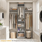 48" Closet Organizer System, 4FT Closet System for Small Closets with 4 Hanging Rods & 3 Shelves, 80"H Small Closet Organizers and Storage for Bedrooms, Cloakrooms, Gray