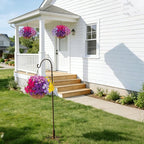 INSPRING Artificial Outdoor Flowers Hanging Baskets Faux Plants Spring Decoration, UV Resistant Fake Silk Morning Glory in Planter Look Real Petunias for Outside Patio Porch Balcony Garden Home, 6Mix