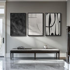 Large 3D Textured Framed Black and White Abstract Wall Art for Living Room, 3 Piece Modern Artwork for Walls, Minimalist Black White Texture Paintings for Hallway Office Wall Decor 24x36 In