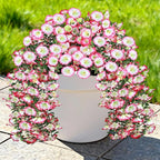 Artificial Hanging Flowers for Outdoors, 2 PCS UV Resistant Faux Silk 150 Morning Glory Each Trailing Vines, Fake Plants for Spring Outdoor Garden Planter Porch Patio Decoration, Pink
