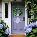 Christmas Wreath Sash for Front Door, Purple Stripes Burlap Sash Birthday Holiday Wreath Accessories for Home Wedding Baby Shower Decorations