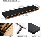 BAMEOS Floating Wall Shelves 24 x 6 Inch – Easy-Install Hanging Shelves with Hardware Included | Modern Decor Shelf for Bathroom, Bedroom & Living Room Storage, Set of 2, Black