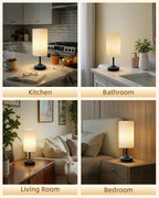 Battery Operated Lamp, Dimmable, Ambient Light, 2700K, Timer, Touch Control, Portable, LED, Wireless, Rechargeable, Cordless, Desk Lamp, Kitchen Lamp, Fabric Shade, for Bedroom, Living Room, Dorm