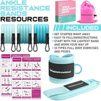 Ankle Resistance Bands with Cuffs, Ankle Bands for Working Out, Ankle Resistance Band for Legs and Glutes Workout Equipment, Butt Exercise Equipment for Women