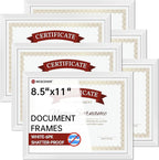 NEXCOVER Diploma Frame White 6 Pack, 8.5 x 11 Certificate Frame with HD Plexiglass, 8.5 by 11 Picture Frames for Documents, Photos, Posters, Artworks, Horizontal and Vertical Wall Display