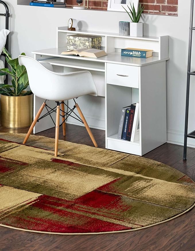 Unique Loom Barista Collection Area Rug - Timor (5' 3" x 8' Oval, Multi/Red)