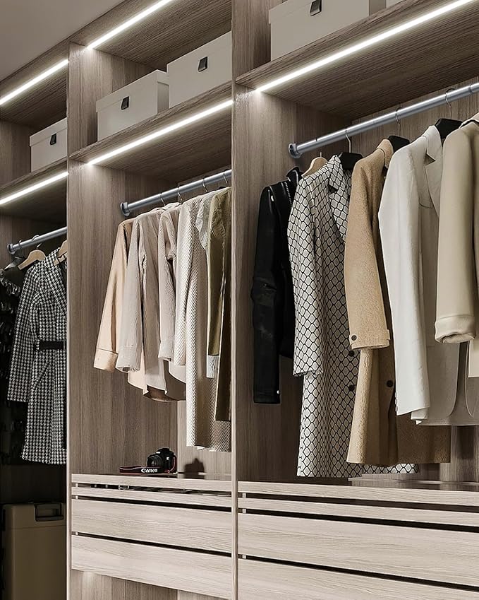 Closet Rods for Hanging Clothes, 17 to 99 Inches Stepless Adjustable Metal Closet Rod, 1.3 Inches Heavy Duty Clothes Hanging Rod for Closet Wardrobes Laundry RV, Silver