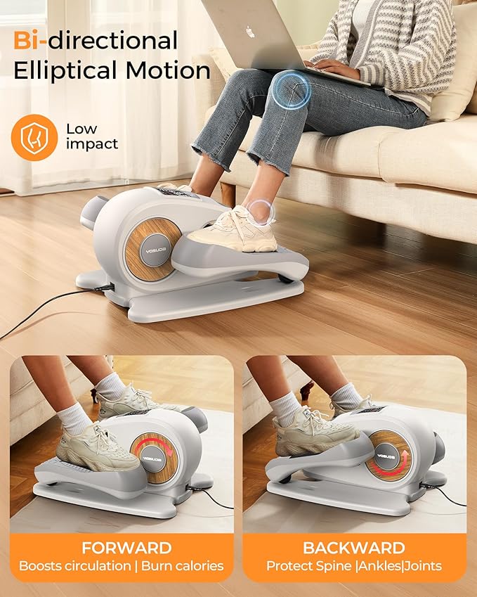 YOSUDA Under Desk Elliptical Electric, Elliptical Machine for Seniors,Fully Assembled Seated Pedal Exerciser with Remote Control with Free Footstraps & 10 Adjustable Speeds