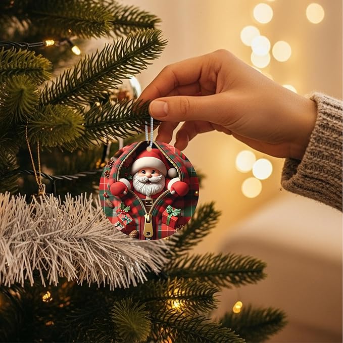 Jabihome Christmas Ornaments 2025, Exchange for Women, Men, Collectible Dated Year Ornaments for Tree, Unique Acrylic Suncatcher, Printed Stained Glass Effect Decor (Santa's Gifts)