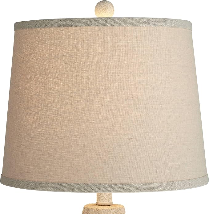 360 Lighting Romeo 23 1/2" High Jar Small Farmhouse Rustic Natural Cottage Coastal Accent Table Lamps Set of 2 Beige Distressed Earth Tone Finish Shade Living Room Bedroom Bedside Nightstand