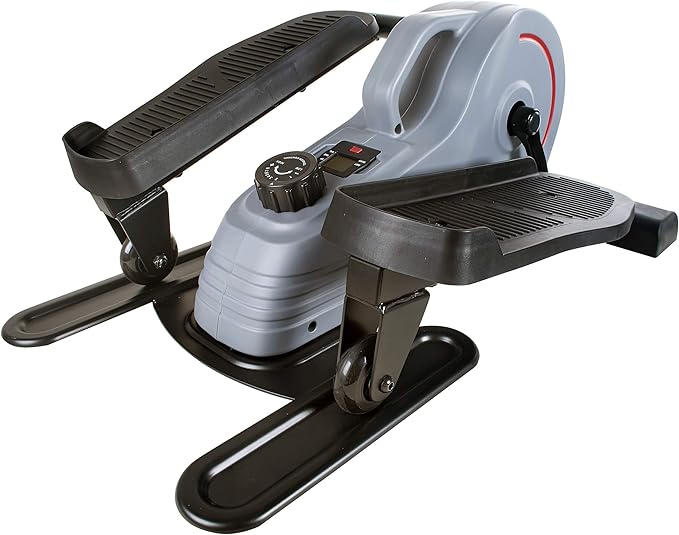 Sunny Health & Fitness Under Desk Elliptical Machine, Portable Sitting or Stand Peddler Exerciser for Seniors Home Office, SunnyFit App Access via Bluetooth with Optional Handlebar or Resistance Band