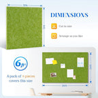 DOLLAR BOSS Felt Cork Board Tiles, 6 Packs 12" x 12" 1/2" Thick Cork Bulletin Board Self Adhesive Corkboards for Walls with 60 Pushpins for Home Office Kitchen School Decor Display, Green