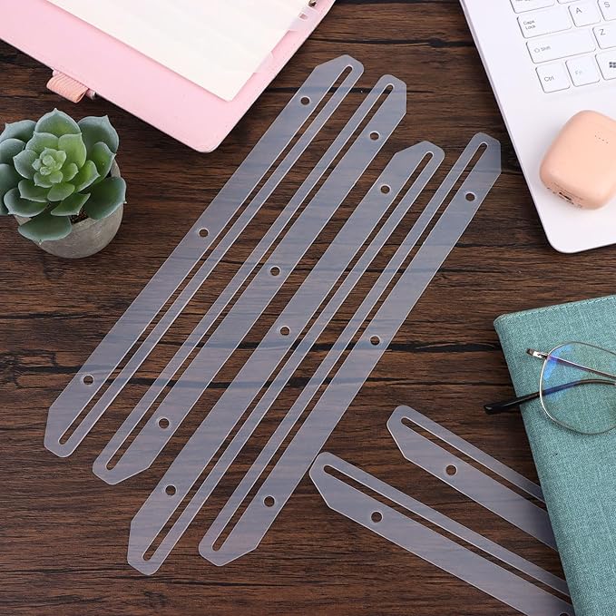 craftshou 100 Pcs 3 Hole Punched Magazine Holders for Binders 11.8In Plastic Magazine Organizer 3 Ring Binder Insert Strips Clear Magazine Collector for File Book Craft Paper