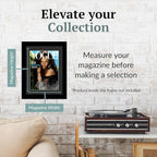 Creative Picture Frames 8.75 x 11.25 Magazine Frame with Full-Strength Glass, Holds Up To A 1/4" Thick Media with Installed Hangers for Easy Mounting, 11x14 Manhattan Black Frame with Black Mat