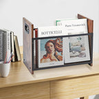Magazine Holder, Desktop Magazine Rack File Holder Organizer Rustic Storage Basket for Magazines, Books, Newspapers, Tablets (Large)