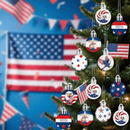 HyDren 40 Pcs 4th of July Ornaments 1.2 Inch Mini Patriotic Tree Decorations 250th Anniversary Memorial Day Independence Day Ornaments Red White Blue Eagle Star Ball Decorations for Holiday Party