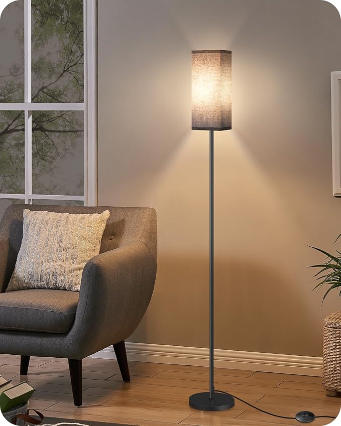 Floor Lamp, Pole Lamp with Foot Switch, Modern Standing Lamp Shade, Minimalist Freestanding Lamp (Bulb Not Included), for Living Room, Bedroom Office ETL Listed, Black B07LD05