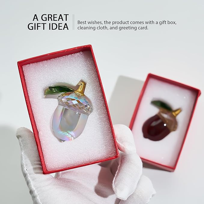 Crystal Acorn Christmas Tree Hanging Ornament Glass Acorn Hanging Ornament Brown Crystal Sun Catcher Decoration Winter Party Home Decoration