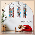 Jetec 3 Pcs Dream Catcher Moon Sun Star Design Handmade Traditional Design Craft Ornament Wall Art Hanging Home Decoration Bedroom Wedding (Dark Blue)