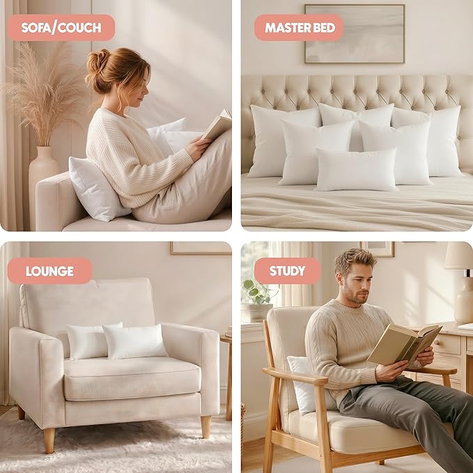Utopia Bedding 14x22 Pillow Inserts, Set of 2, White – Indoor Decorative Throw Pillows for Bed, Sofa & Couch – Soft, Supportive & Fluffy Cushion Inserts