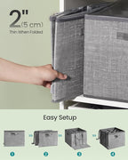 SONGMICS Shoe Organizer for Closet, Shoe Storage Box with Clear Lid, Foldable Fabric Bins, Holds 16 Pairs, Reinforced Handles, 16.5 x 16.5 x 12.5 Inches, Cattail Gray ULSP601G01