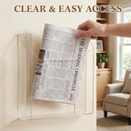 Sliner 2 Pcs Wall-mounted Single Pocket Newspaper Holder Acrylic Brochure Holder Clear Acrylic Display Holders for Home Office Waiting Room Magazine Mail Organizer, 13.38 x 11.50 x 2.24 Inches