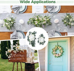 2 Pcs White Wedding Arch Flowers Set, Large 23.6 in & Small 15.7 in Artificial Floral Swag for Outdoor Wedding Decorations, Pre-Assembled for Easy Installation, Polyester Flowers for Longevity