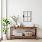 Sintosin Small Rustic Window Frame Wall Decor 12 X 16 Inch, Hanging Handmade Washed White Wooden Farmhouse Faux Window Wall Decor for Living Room Bedroom Entryway Hallway, Horizontal or Vertical
