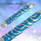 Matashi Hand Painted Blue Enamel 6 inch Mezuzah Embellished with Hebrew Shin Home Door Wall Decor Home Décor Jewish Holiday Housewarming Present House Blessing Gift for Holiday Festival