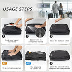 Upgraded Vacuum Bag for Travel, Professional IPX8 Waterproof Reusable Vacuum Compression Bags for Travel Suitcases, Durable Space Saver Bag(2 PACK TPU Black,With Pump)