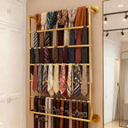 Wall Mounted Display Rack, 7-Layer Wrapping Paper Ribbon Organizer Scarves Tie & Scarf Rack Belts Towel Holder Necktie Hijab Stand Metal Shelving for Home, Retail Stores, Flower Shop